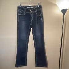 WallFlower Girls Curvy Fit Dark Wash Blue Denim Bootcut Jeans Size 9