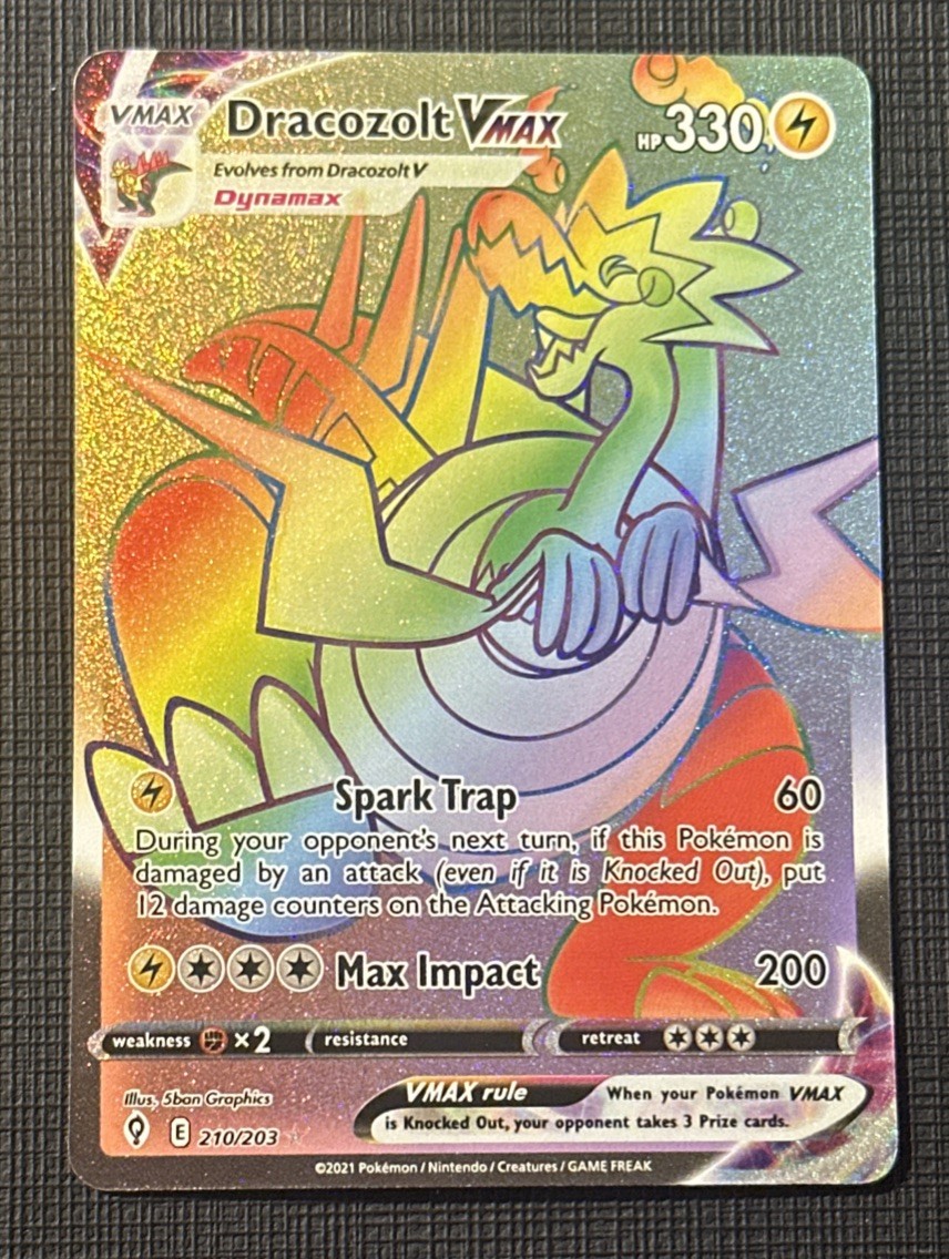 Pokemon Dracozolt VMAX (Secret Rare) #210/203 Evolving Skies NM