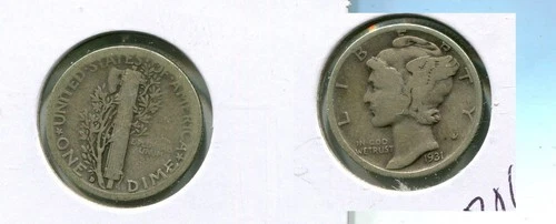 1931 D MERCURY HEAD DIME FINE 8063T