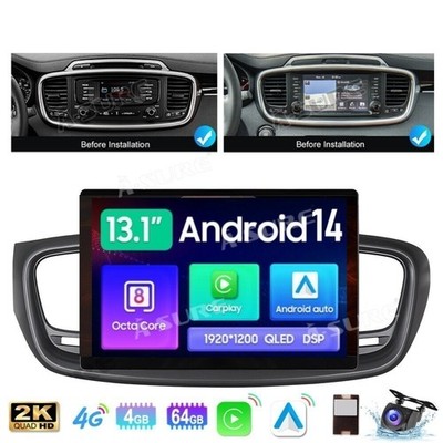 13.1''Android 14 AutoRadio 4+64GB Carplay Navi KamFür KIA SORENTO III 2015-2020