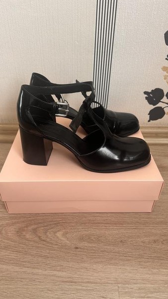Women Massimo Dutti Heels Black Leather 37.5