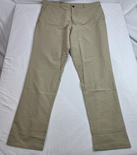 New Banana Republic Mens Flat Front Pant Slim Fit Stretch Wicking Tan 40 x 34