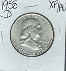 1958-D FRANKLIN SILVER HALF DOLLAR ~ XF /AU~ NICE COIN~