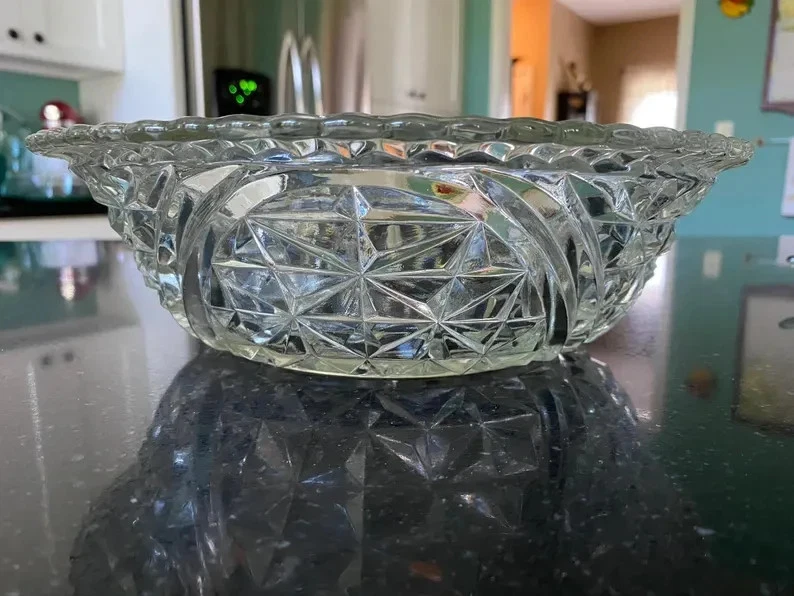 1960's Vintage Wexford Crystal Glass Salad Set: Bowl w/Serving Fork & Spoon - Image 2 of 4