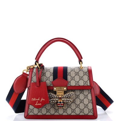 Gucci Queen Margaret Top Handle Bag GG Coated Canvas with Leather Small