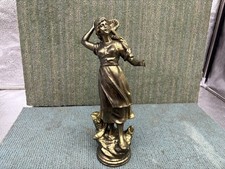VINTAGE FRENCH COUNTRY SPELTER FISHERWOMAN NETTING FISH 12" FIGURE STATUE
