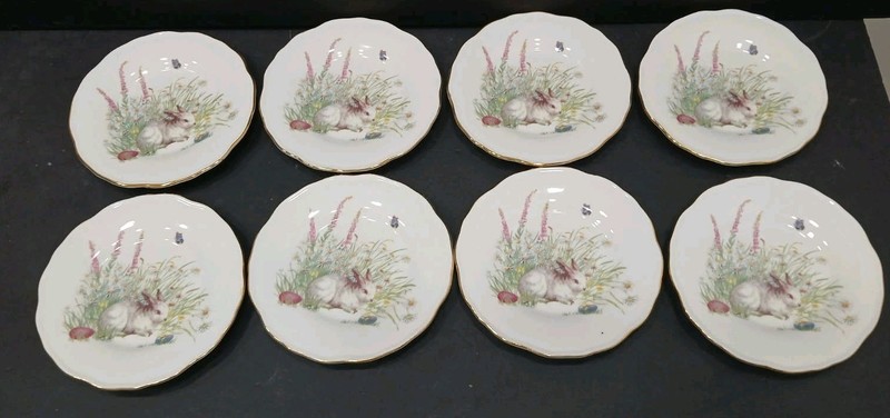 Grace Teaware (Garcie) Bone China Bunny Garden Meadow Appetizer Plates  Set Of 8