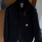 Giacca Carhartt nera uomo L zip logo accento abbigliamento da lavoro nuova
