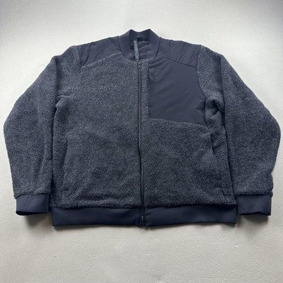 Lululemon Aestus Bomber Jacket Mens XL Gray Wool Fleece Full Zip Athletic Lab