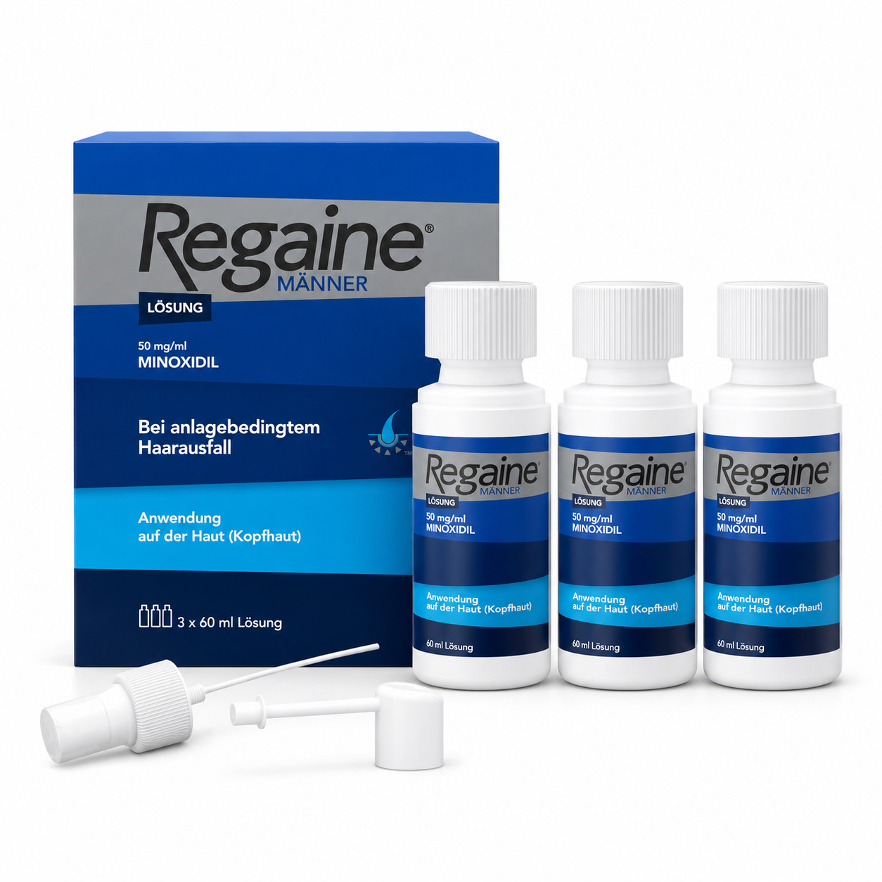 Regaine Männer Lösung 5% Minoxidil 3x60ml Haarausfall Geheimratsecken Glatze