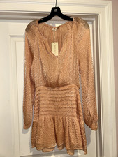 NWT Ramy Brook Bennett Smocked Mini Dress in Bloss Peach Size S