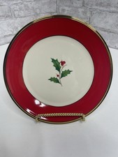 Lenox Fine Bone China Tidbit Plate Holiday Holly Red & Gold 6 3/8" Rare NWT HTF