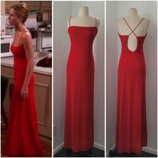 Vintage 90s Laundry by Shelli Segal Red Maxi Slip Dress ASO Rachel Green Friends