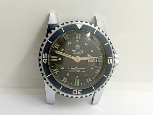 Vintage Excellent Condition MORTIMA DATOMATIC DIVER BLACK 24h Dial Watch