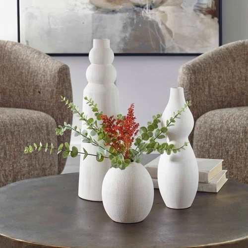 Uttermost 18218 Forma 19" Tall Earthenware Vases - Set of 3 - White - Picture 4 of 4