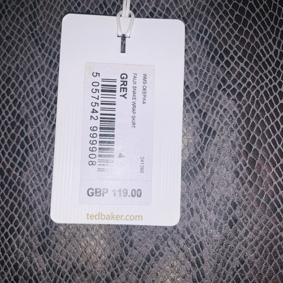 Ted Baker Faux Snake Wrap Skirt Sz 4 Grey Brand New With Tags RRP £119 - Image 4 of 4