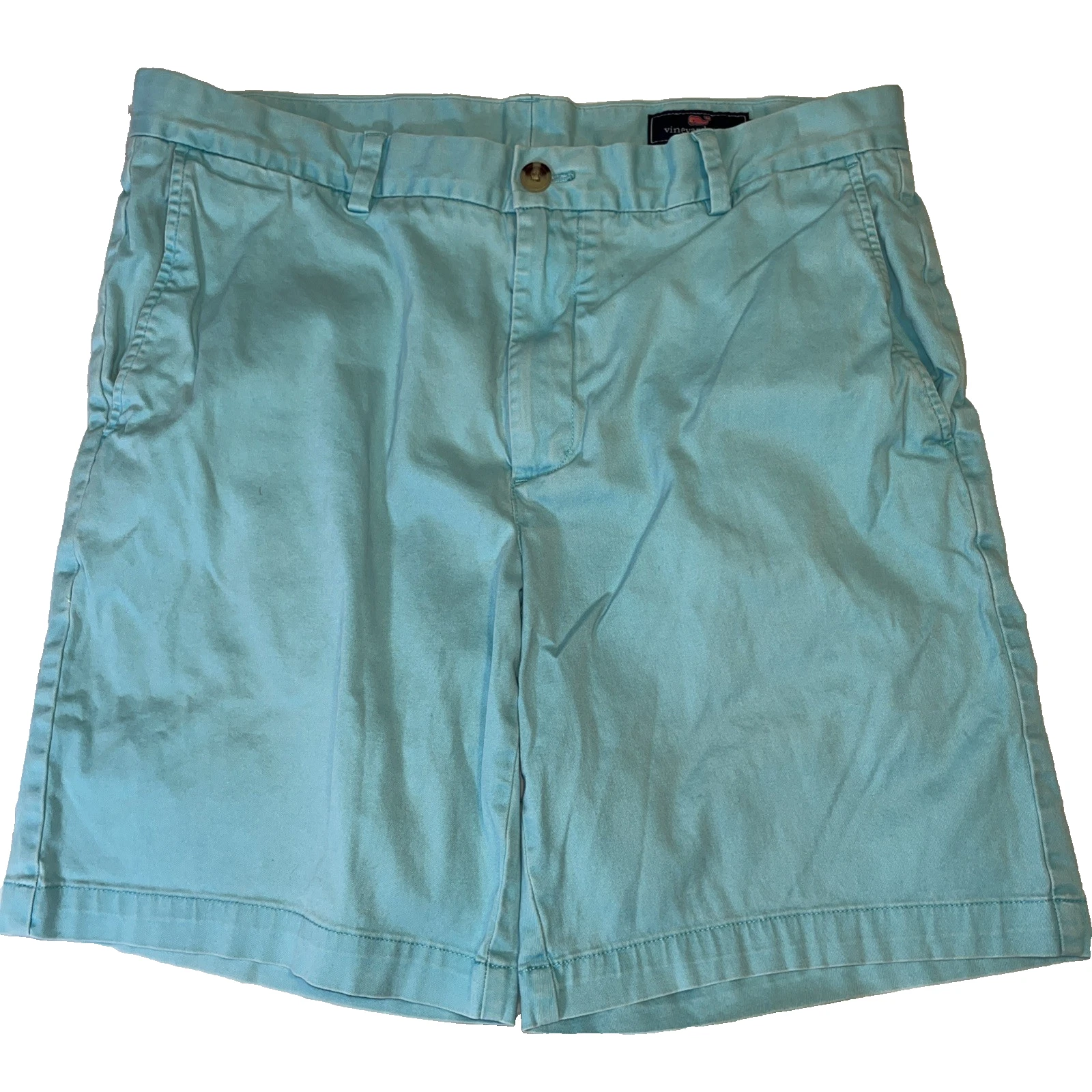 Vineyard Vines Breaker Chino Shorts Mens Size 35 Sky Blue Washed Cotton Preppy