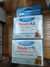 FeverAll Infant Acetaminophen Suppositories 80mg – Baby Fever Relief 2 Pack 6–36