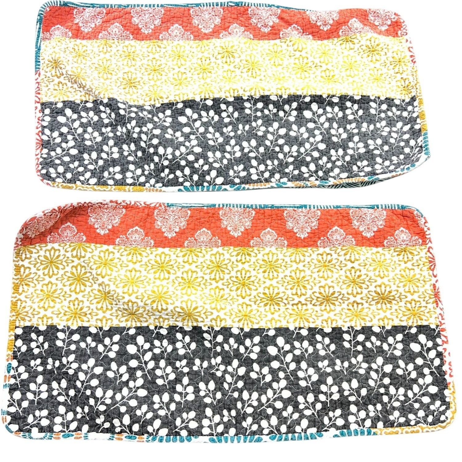 Lush Decor Multicolor Bohemian Striped Floral Pillow Shams 2