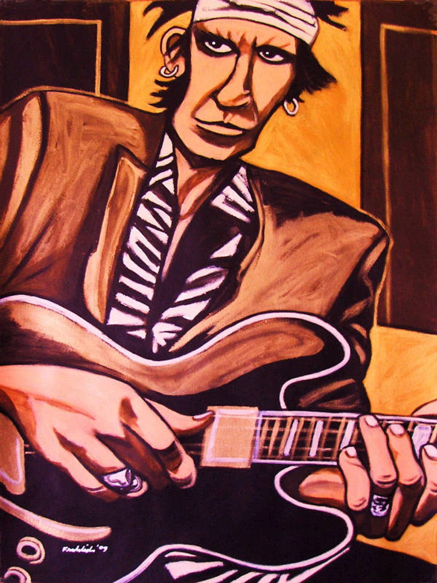 KEITH RICHARDS PRINT POSTER rolling stones gibson es 335