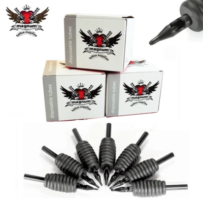 MAGNUM TATTOO SUPPLIES Disposable Tattoo Tubes 19mm 3/4" - Sterile Silicone Grip Tip-Round Flat Diamond