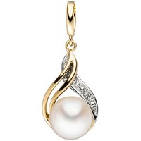 AnhäNger Mit Perle & Diamant Brillant 585 Gold Gelbgold Halsschmuck, Damen