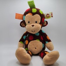 Taggies Baby Monkey Polka Dots Satin Tag Lovey Stuffed Toy Signature Collection