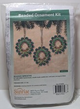 Herrschners Christmas Craft Ornament Kit BEADED WREATHS Makes Set of 12 510860