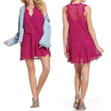 Free People Heart In Two Lace Mini Dress Bright Orchid Size Size XS