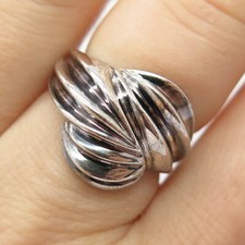 925 Sterling Silver Vintage Ribbed Ring Size 7