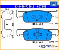 Bremsbelagsatz, Scheibenbremse Ate 13.0460-7358.2 FüR Dacia