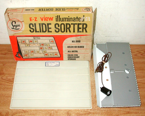 VINTAGE LOGAN E-Z VIEW ILLUMINATED SLIDE SORTER MODEL 1055 WITH ORIGINAL BOX