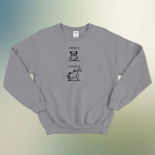 Inhale Exhale Pug Art Yoga Sweater Cute 
