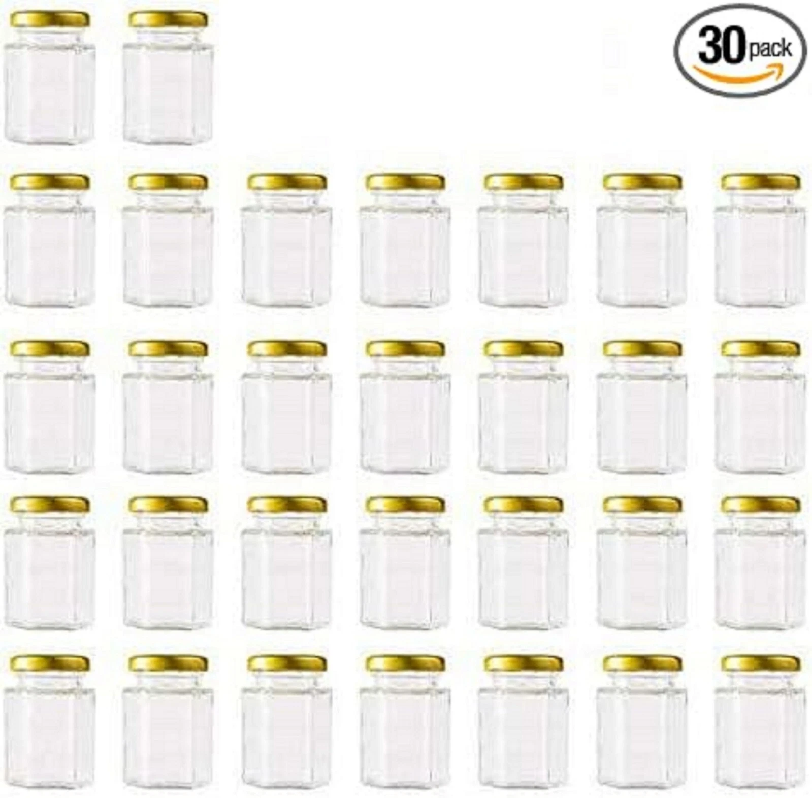 4 Oz Clear Hexagon Jars,Small Glass Jars with Lids Black 30 Pack