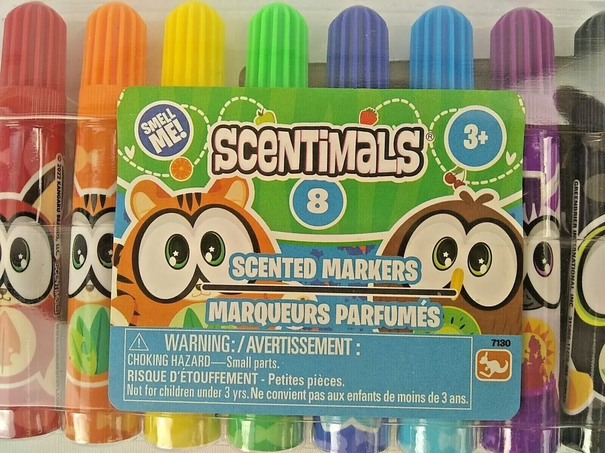 Scentimals Scented Markers Rainbow 1 Pack 8 Colors Animals Birds Scent Mini  New