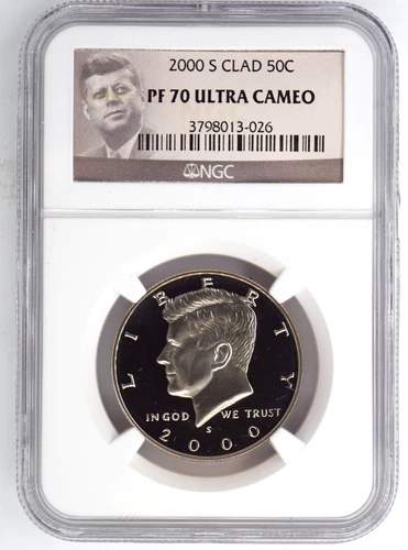 2000-S CLAD PROOF KENNEDY HALF DOLLAR NGC PF70 ULTRA CAMEO 013026