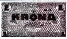 Iceland 1 Krona 1941 Pick # 22f