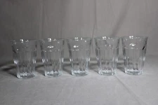 5 DURALEX 4 3/4" Tall Clear Glass Paneled 12 Oz Glasses, Picardie Clear, France