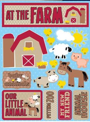 Scrapbooking Crafts Stickers CS 3D At The Farm Barn Petting Zoo Horse Pig Cow