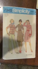 *Vintage Simplicity Sewing Pattern 7345 Misses' SHIRT Dress  OR SHIRT- Cut SZ 12