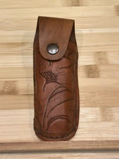 Hand Crafted Real Leather Utility Sheath- Flower Design