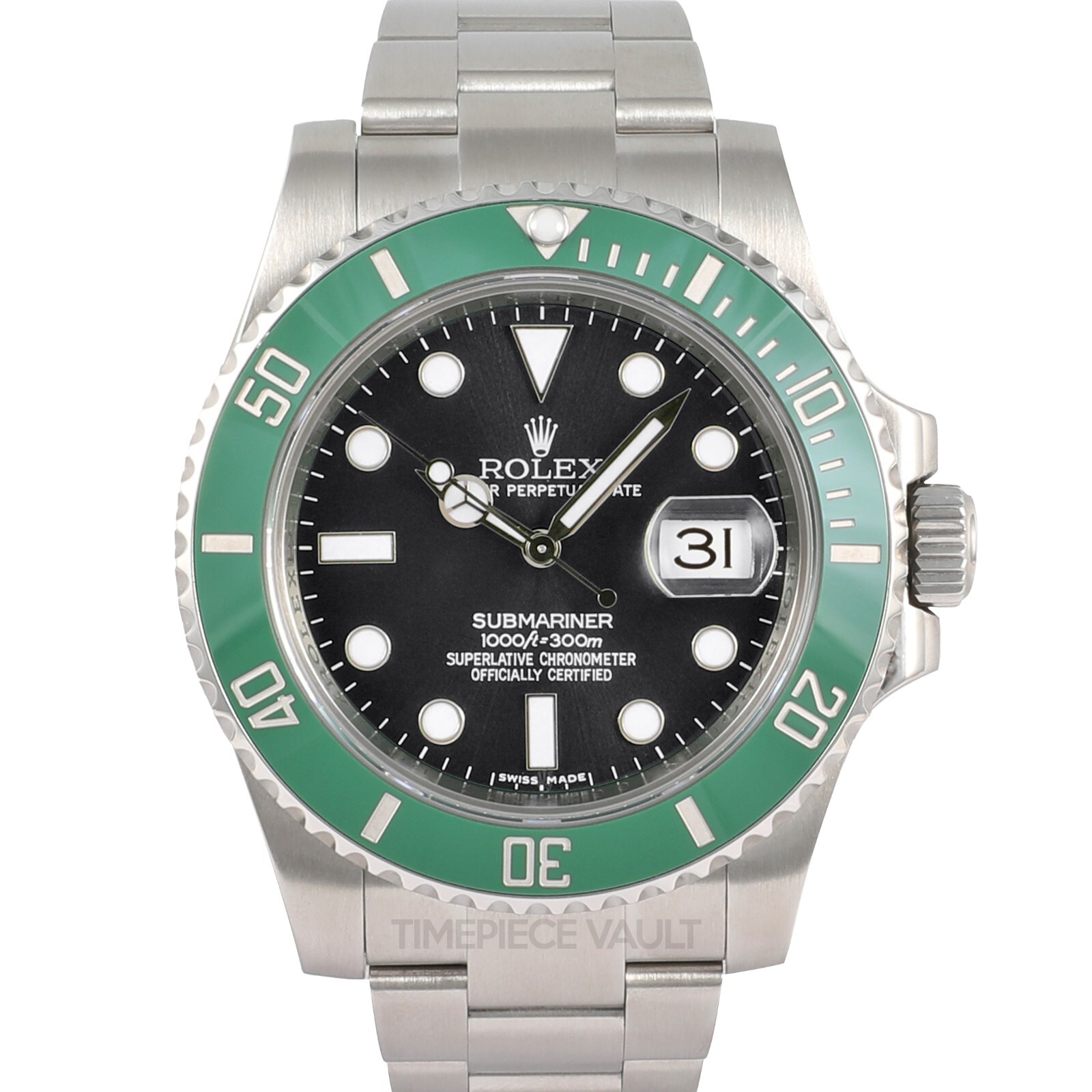 Rolex Submariner 116610LN Date Steel 40mm Custom Green Ceramic Bezel-Black Dial