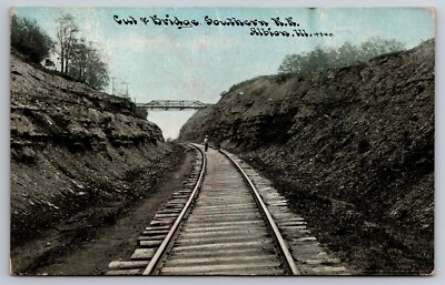 Cut & Bridge Southern Railroad Albion Illinois IL 1910 Postcard