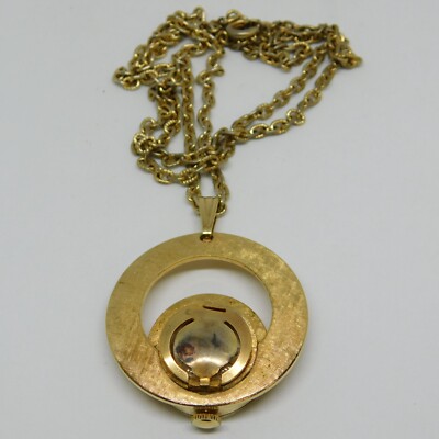 Vintage ESTER Swiss Made Gold Tone Wind-up Analog Women's Pendant Watch on Chain