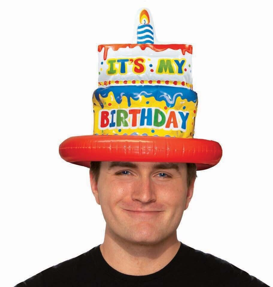 INFLATABLE HAPPY BIRTHDAY HAT Cake Party Joke Cap Adult IT'S MY
