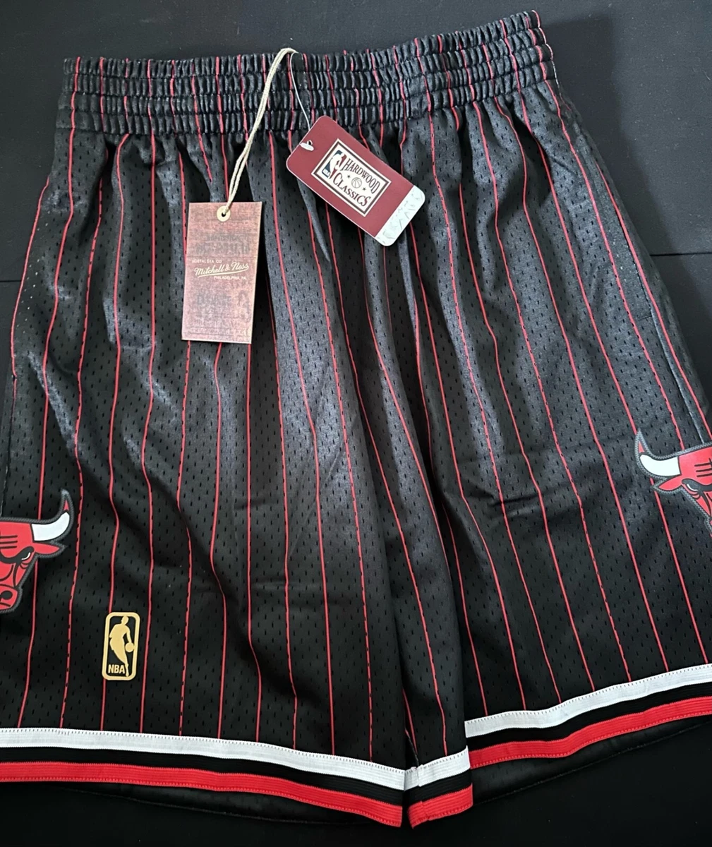 Mitchell & Ness Men's Chicago Bulls Black Pinstripe Authentic Shorts