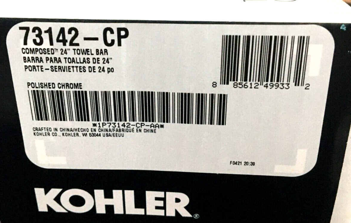 Kohler Composed 24" Towel Bar Polished Chrome 73142-CP NIB