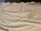 Ecru Linen Madeira Tablecloth & 12 Napkins  Scalloped Edge Cutwork Embroidered — photo 9