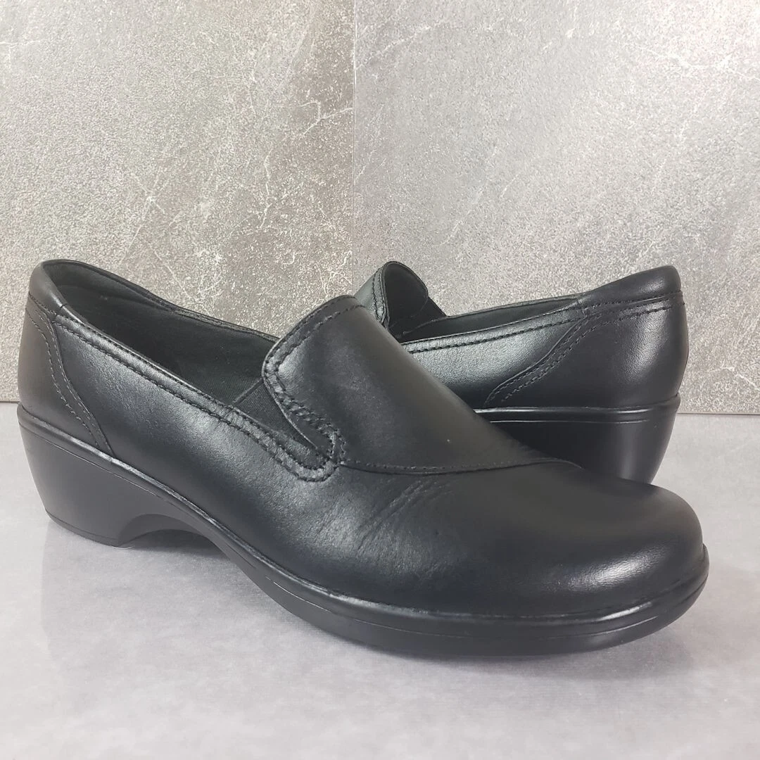Scarpe Clarks Bendables donna 8 M mocassini slip on in pelle nera May Poppy 38629