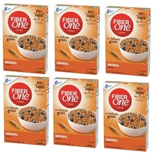 Fiber One Original Bran Cereal, High Fiber, Whole Grain Breakfast Cereal -6 Pack